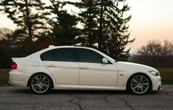 BMW, BMW, profile, white, white, E90, The 3 series