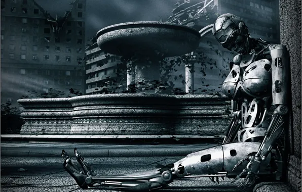 The city, destruction, fountain, Android, Discontinued
