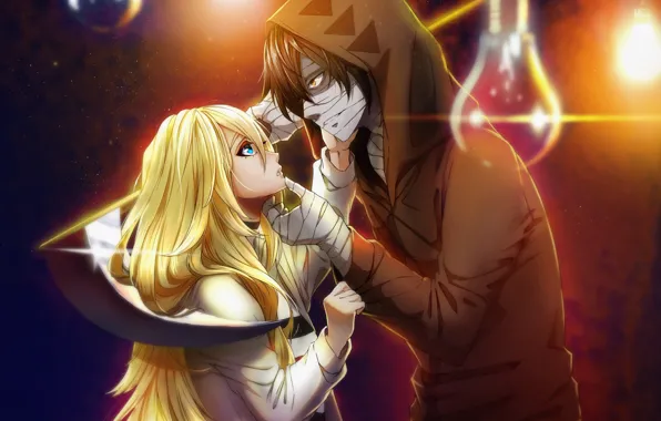 Picture girl, braid, guy, two, Angel bloodshed, Satsuriku no Tenshi