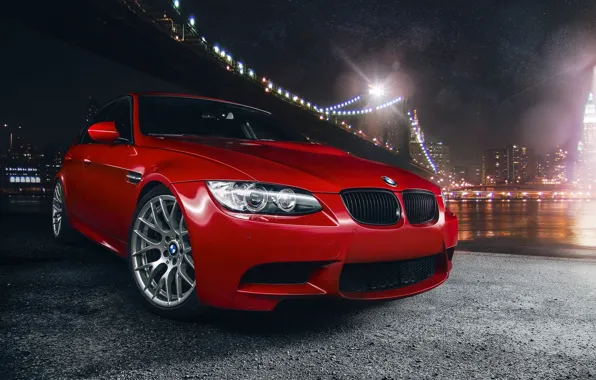 Picture BMW, Orange, Car, Bridge, Sport, River, Competition, Pack