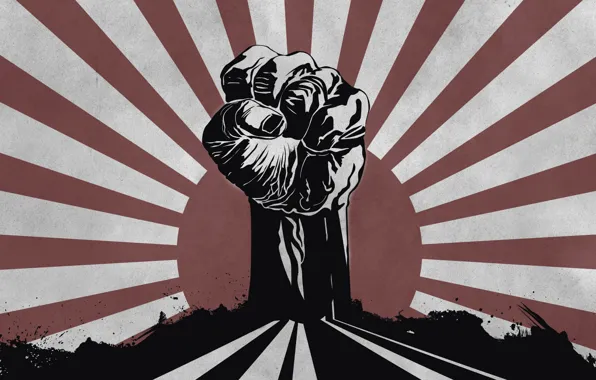Picture the sun, power, fight, power, fist, Fight 4 your Rights, right, your