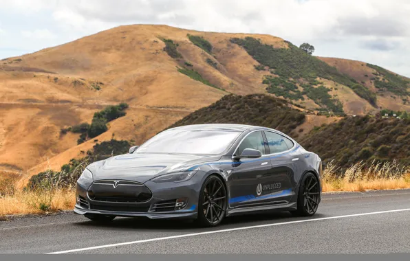 Road, mountains, Tesla, electric car, model s