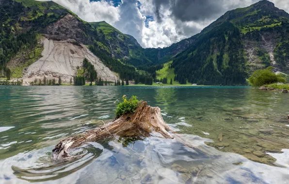 Picture mountains, lake, Austria, The "Tannheimer Valley", Vilsalpsee