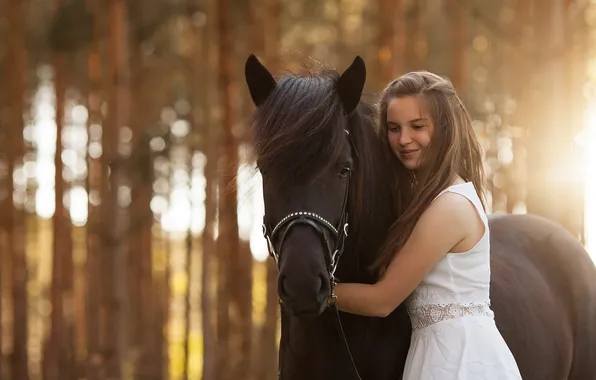 Girl, mood, horse