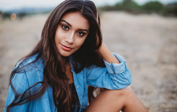 Look, girl, pose, portrait, makeup, brunette, hairstyle, shirt