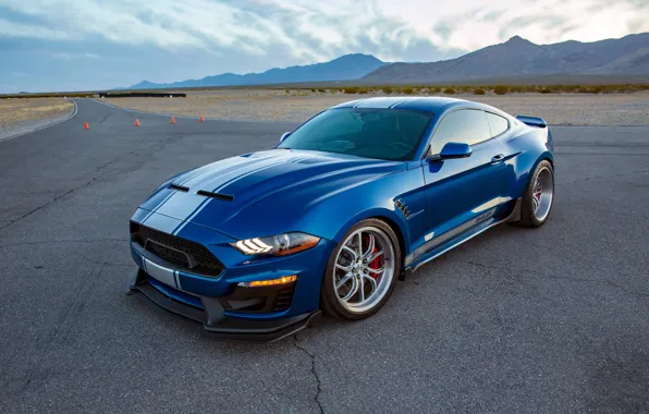 Mustang, Ford, Shelby, Ford Mustang, Blue, Front, Side, Super Snake