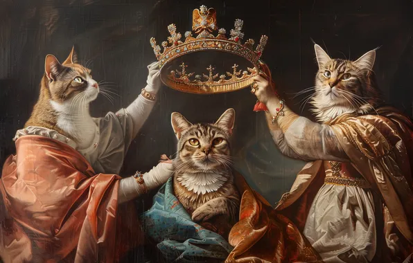 Fantasy, cats, picture, fantasy, history, mythology, imitation painting, AI art