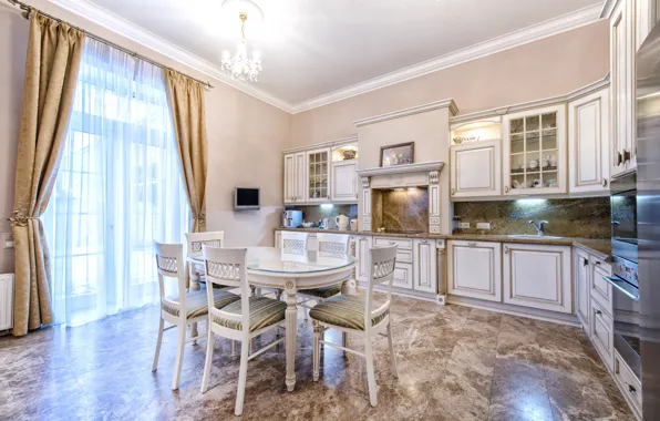 Style, table, furniture, Villa, window, kitchen, plate, curtains