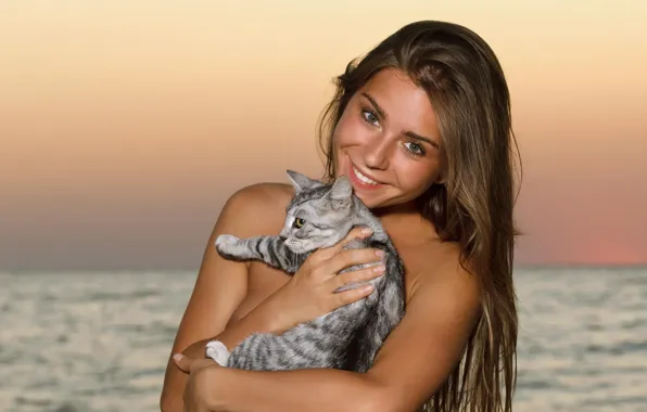 Look, girl, smile, Lily C, Raisa, Natalia E, with a cat