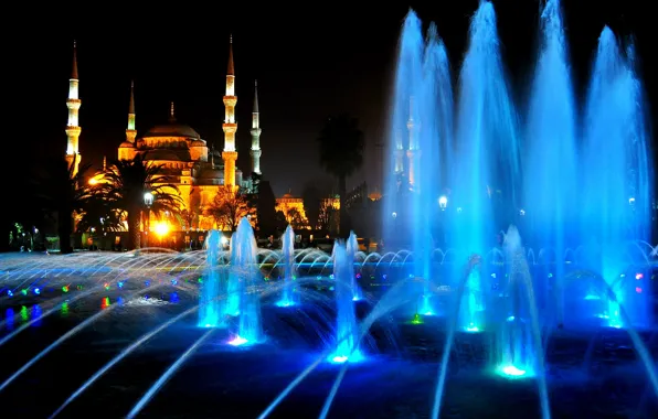 Night, Istanbul, Turkey, night, Istanbul, Blue Mosque, the blue mosque