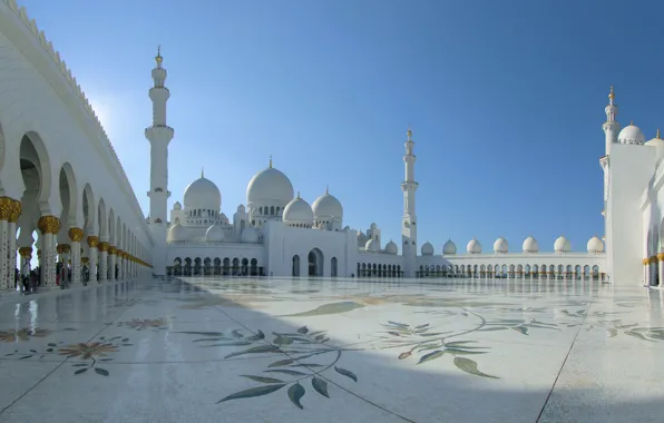 Architecture, UAE, Abu Dhabi, the minaret, the Sheikh Zayed Grand mosque