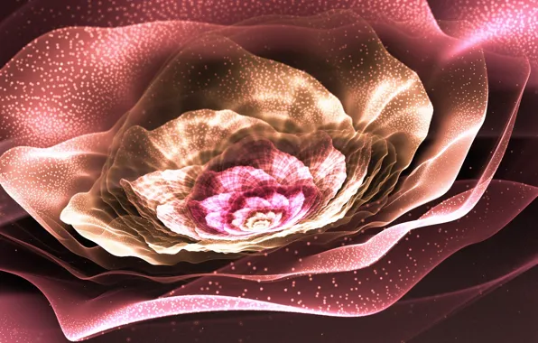 Flower, lights, pollen, petals, art, fractal