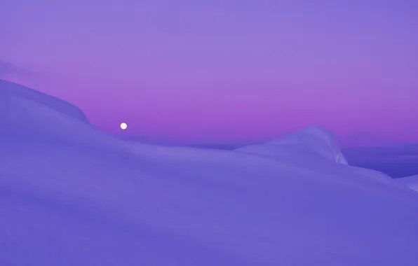 Snow, the moon, the evening, Lilac, twilight, Arctic