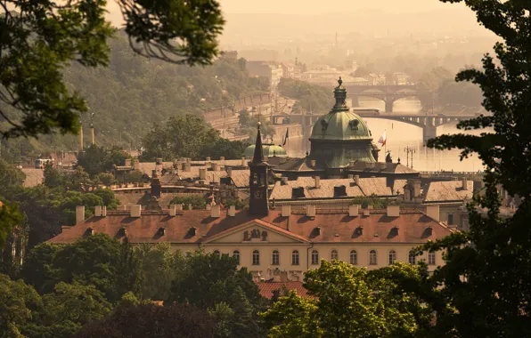 Bridge, river, Prague, Czech Republic