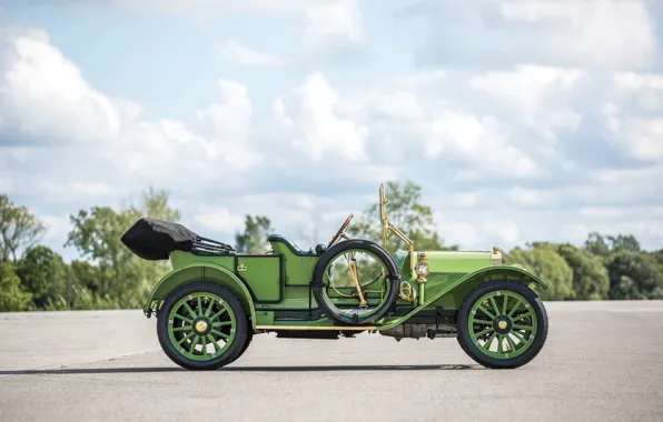 Picture Retro, Car, 1911, Pony, Thirty, Green, Barrel, Chalmers