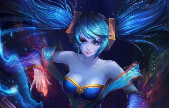 Picture girl, art, lol, League of Legends, sona, Maven of the Strings, moba