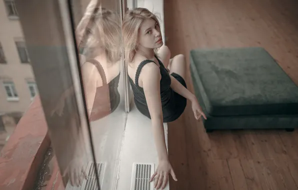 Girl, window, legs, sponge, the beauty, Ekaterina Surkova