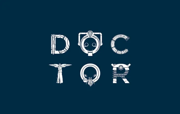 Picture the inscription, Doctor Who, blue background, Doctor Who