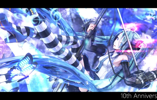 Girl, microphone, Hatsune Miku, Vocaloid