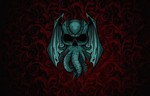 Minimalism, Skull, Background, Cthulhu, Fantasy, Art, Cthulhu, Illustration