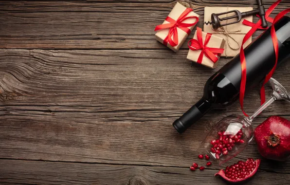 Holiday, gift, wine, glasses, garnet