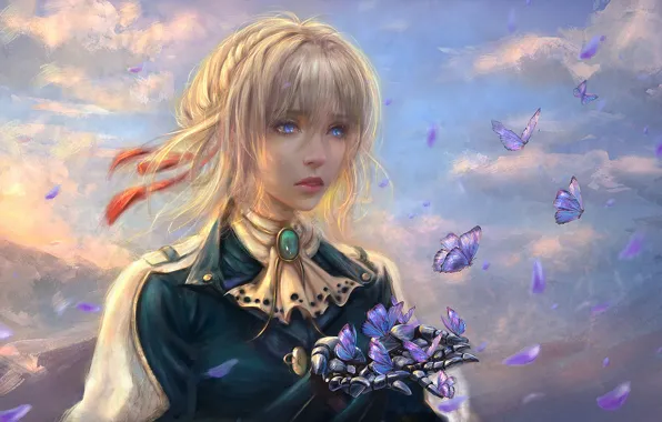 The sky, clouds, butterfly, blue eyes, sky, blue eyes, clouds, butterflies