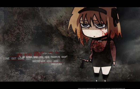 Look, blood, anime, knife, sad girl