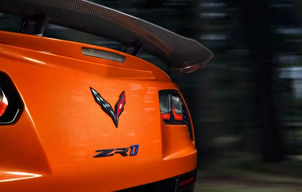 Corvette, Chevrolet, ZR1, spoiler, rear view, 2019