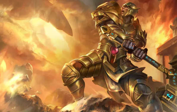 Hammer, armor, Heroes of Newerth, Lion of the Gods