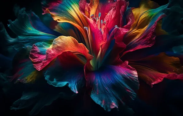 Flower, abstraction, paint, figure, colors, colorful, abstract, rainbow