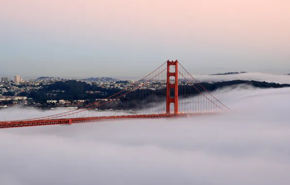 Picture bridge, fog, bridge in the fog