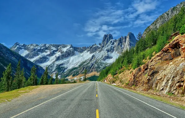 Picture road, mountains, Washington, Washington, North Cascades National Park, national Park North Cascade