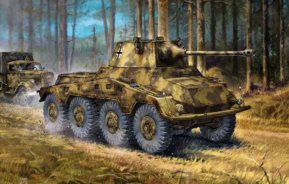 Wallpaper Germany Puma Armored car Sd.Kfz 234 2 Armor for mobile and desktop section resolution 3840x2967 download