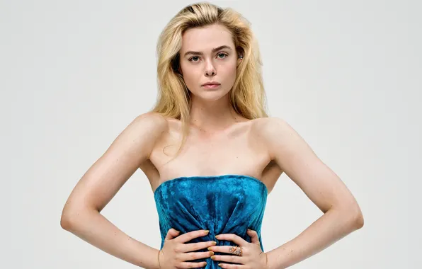 Girl, pose, dress, blonde, Elle Fanning