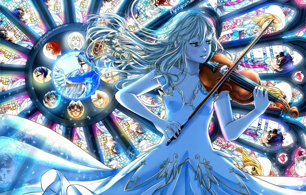 Picture girl, violin, art, shigatsu wa kimi no uso