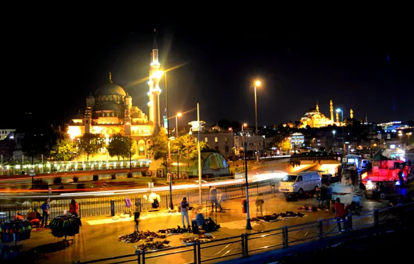 Night, Istanbul, Turkey, night, Istanbul, Blue Mosque, the blue mosque