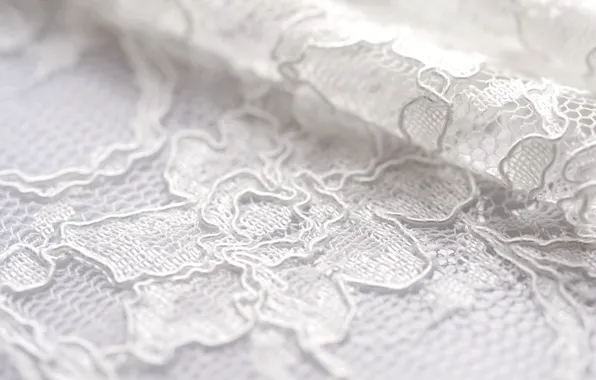 White, flowers, pattern, fold, fabric, lace
