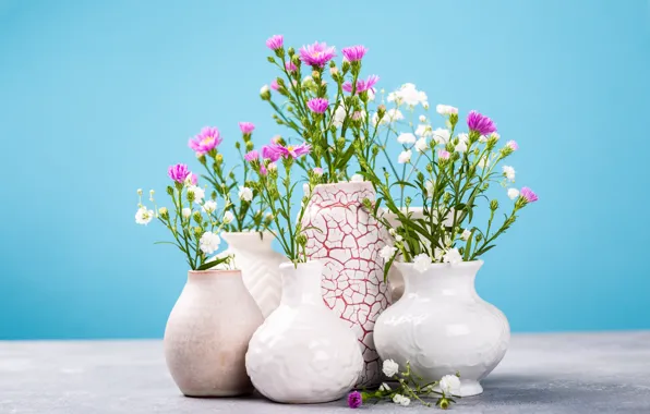 Flowers, table, vases, bouquets, Iryna Melnyk