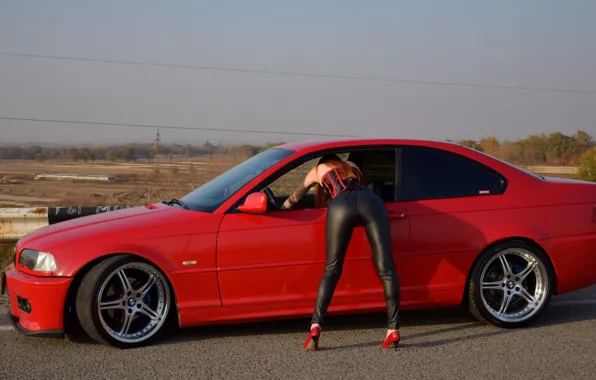 Picture bmw, red, girl, e46