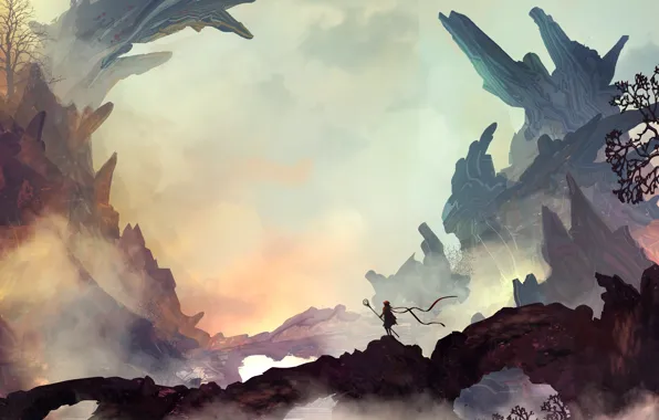 Figure, Rocks, Silhouette, Landscape, Art, Landscapes, Digital Art, TacoSauceNinja
