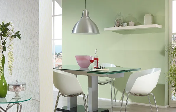 Chairs, interior, table, dining room