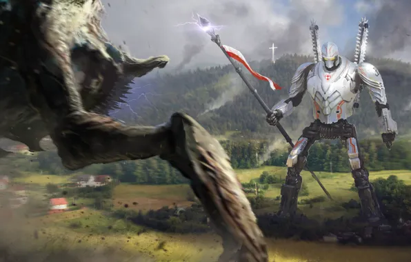 Fiction, robot, fan art, pacific rim, jaeger hussar