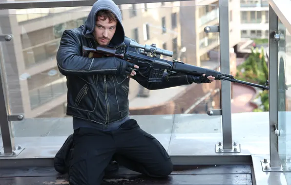 Look, pose, jacket, hood, gloves, male, actor, sight