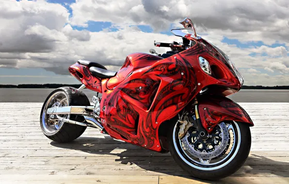 HORIZON, The SKY, CLOUDS, RED, AIRBRUSHING, SPORTBIKE, TUNING, BASE