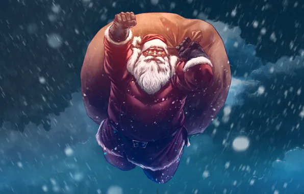 Winter, Figure, Snow, Christmas, Background, New year, Santa, Beard