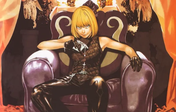 Chocolate, cross, chair, curtains, gloves, Death Note, Death Note, bangs