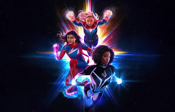 Background, fiction, girls, poster, comic, costumes, superheroes, MARVEL