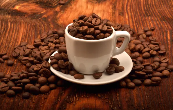 Board, coffee, Cup, coffee beans, saucer