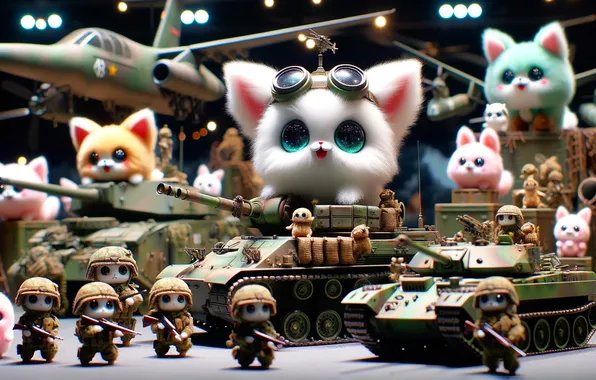 Weapons, army, kittens, tanks