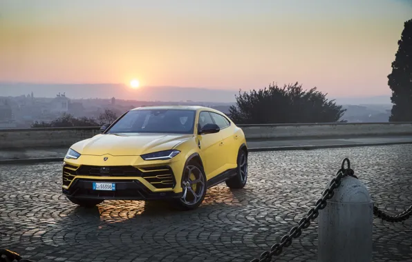 Sunset, the evening, Lamborghini, Italy, 2018, crossover, Urus